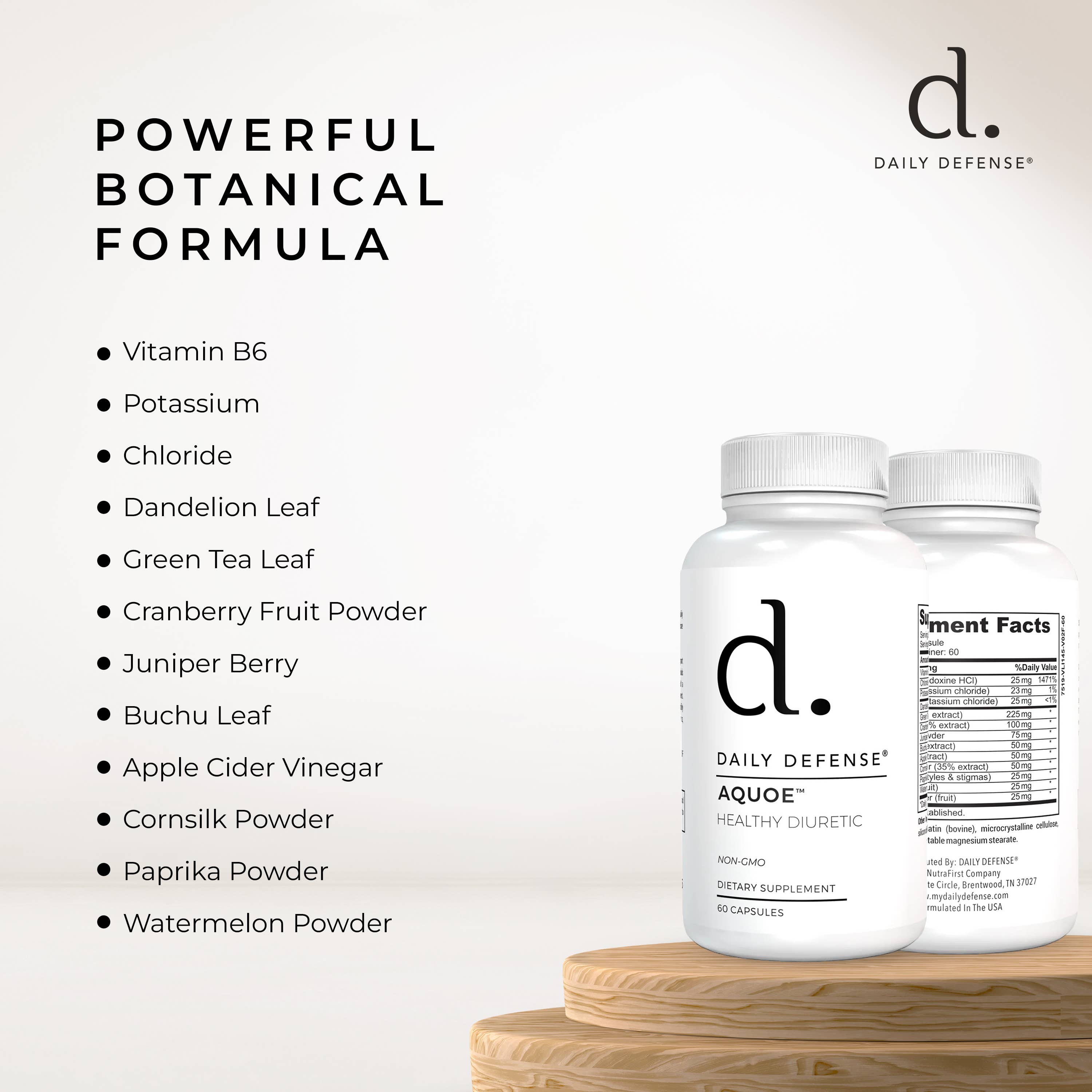 DAILY DEFENSE – wholesale Oral supplement/vitamin – AQUOE Healthy Diuretic5