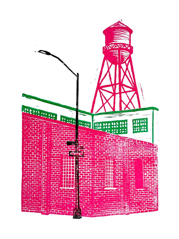 Grabado Original de Torre de Agua 8x10 para venta al por mayor de Francesca Furian