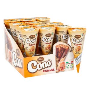 L&F Universal Goods – Engroshandel Chokoladeovertrukket slik – Messori Karamel Cono Snack 12/10,8OZ0