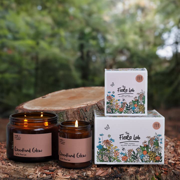 The Flora Lab | Hand Poured Natural-Wax Candles – wholesale Jar/filled candle – Woodland Glow Soy Wax Candle | Cosy Candle | Fall Candle1