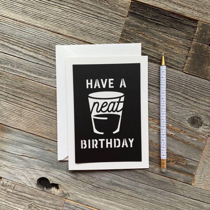 Louise Lauret - Wholesale Birthday Card - Have a Neat Birthday - Whiskey & Bourbon Lover Birthday Card