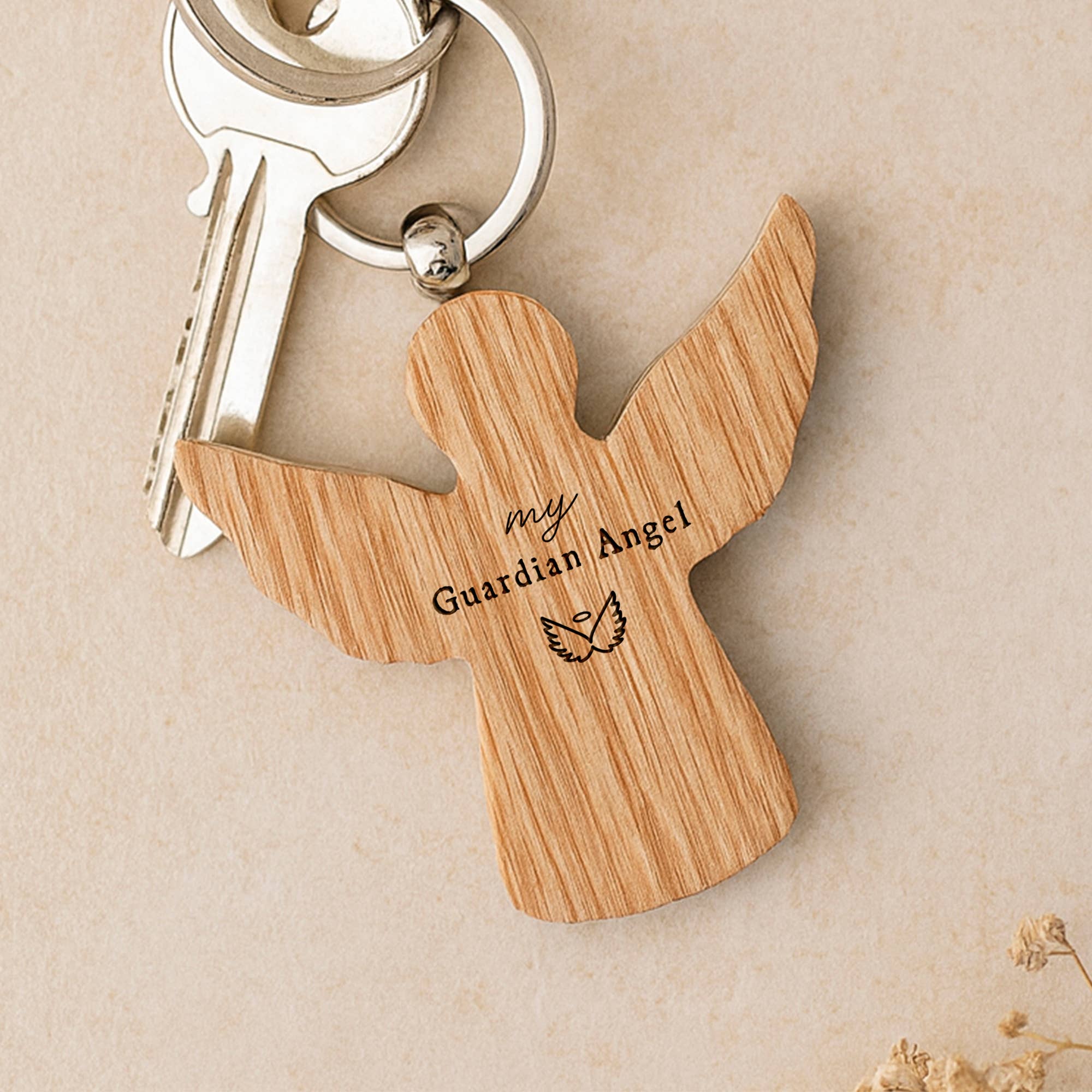 CGB Giftware – wholesale Keychain – Unisex – 'My Guardian Angel' Oak Angel Keyring0
