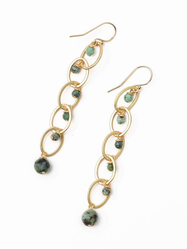 Tranquil Gardens African Turquoise Dangle Earrings for wholesale by Anne Vaughan Designs Jewelry