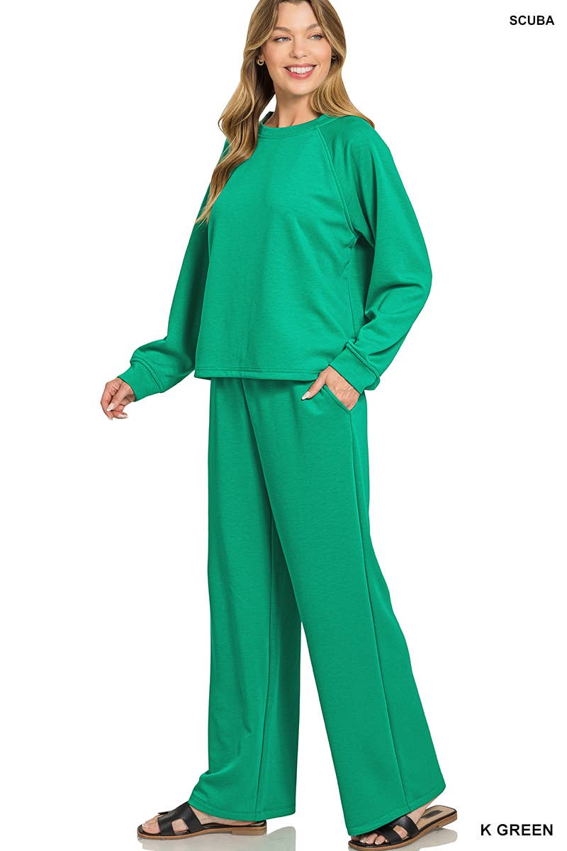 42POPS - Wholesale Lounge Set - Women's - ..1028 Scuba Crewneck Pullover & Pants 2 Piece Set SI-284120