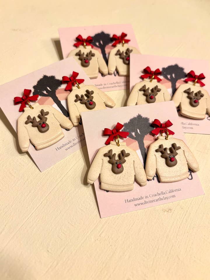 Reindeer Christmas sweater for wholesale by Divine Earth Clay