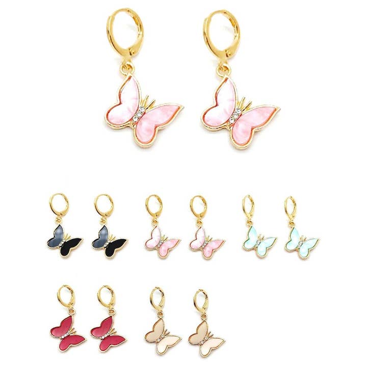 Chunky Dangle Butterfly Earrings for wholesale by Diacly
