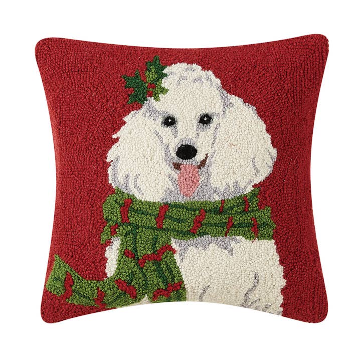 Christmas Poodle Hook Pillow for wholesale by Peking Handicraft