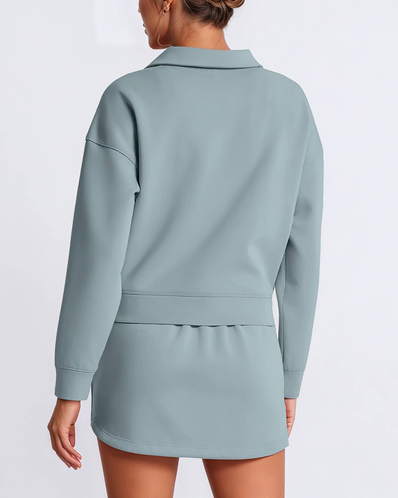 Rosa Clothing - Wholesale Top & Skirt Set - Women's - Lapel Collar Pullover Top & Lining Skirt Athleisure Set10