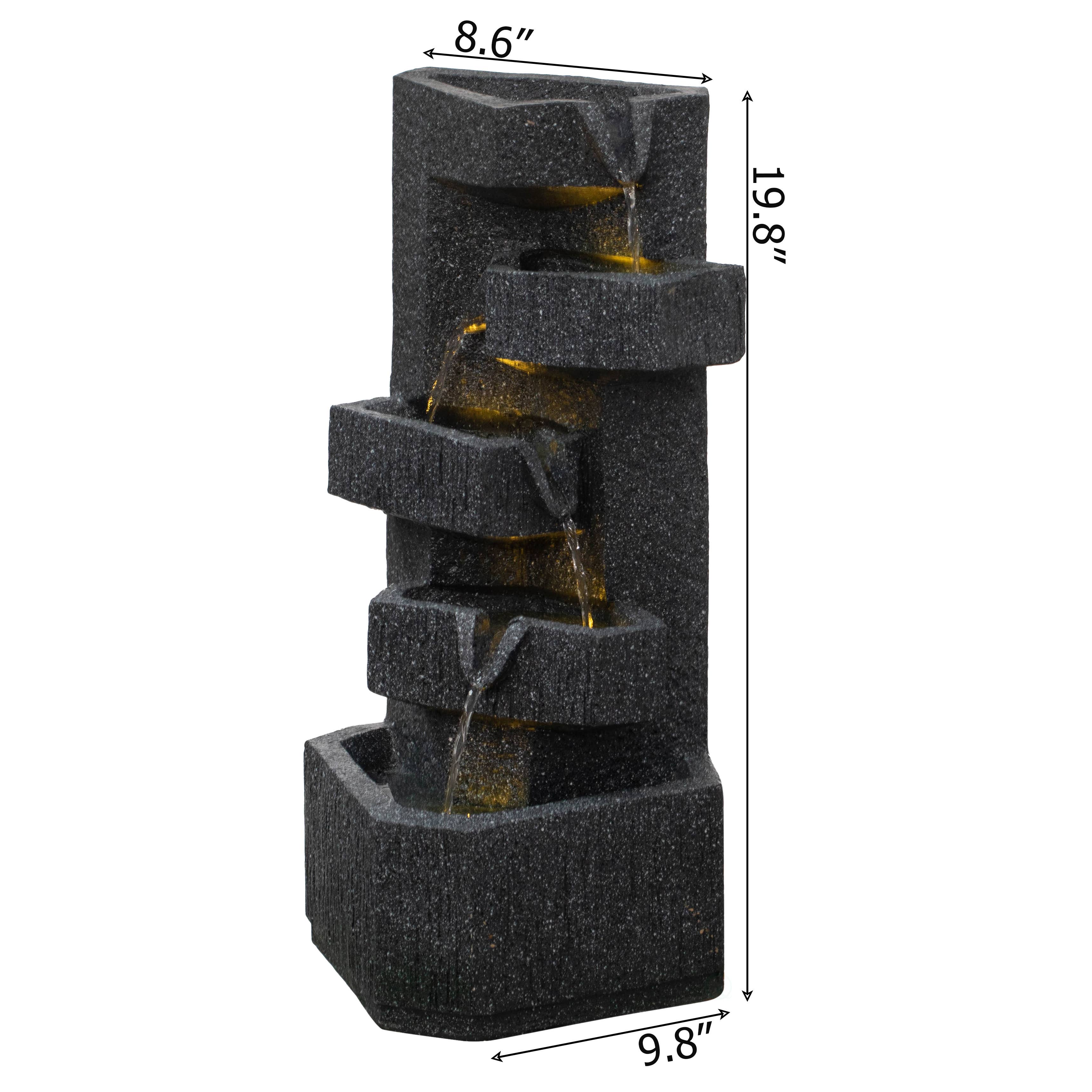 Quickway Imports - Wholesale Outdoor Ornament/Decor - Decorative Rock Look Water Fountain with LED Lights10