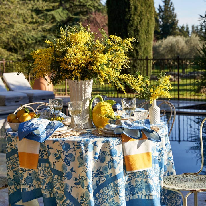 French Tablecloth Citron Bleu for wholesale by Caravan Home