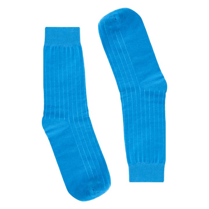Jeans blue socks with bright pinstripe for wholesale by Faves. Socks&Friends