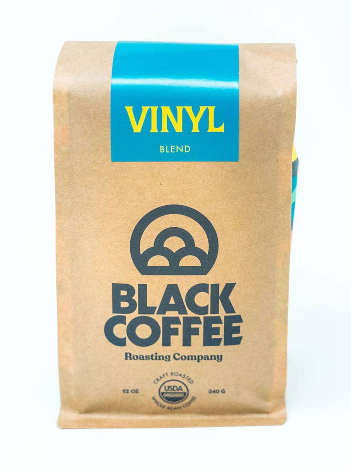 Vinyl Full-bodied Sweet Coffee Beans with Cocoa Nibs & Pecan for wholesale by Black Coffee Roasting Company