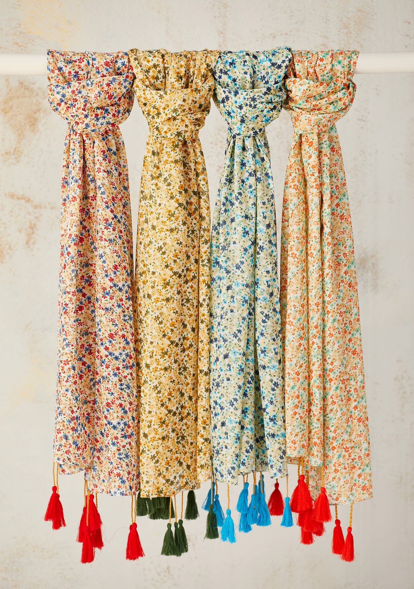 Namaste - Wholesale Scarf - Women's - Myra Floral Scarf With Long Tassels0