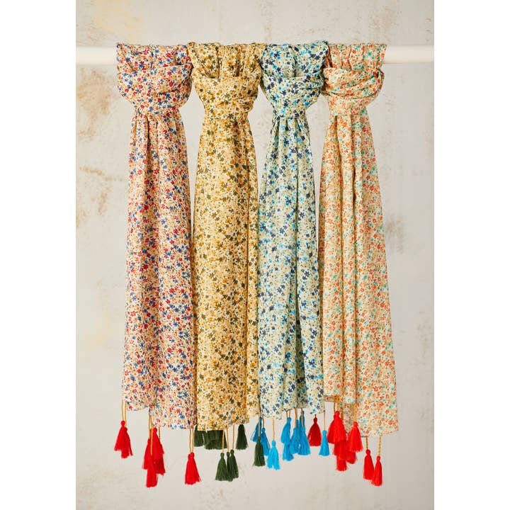 Namaste - Wholesale Scarf - Women's - Myra Floral Scarf With Long Tassels