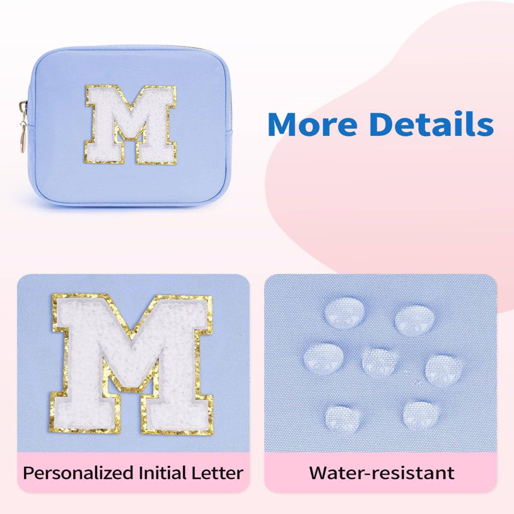 wandf – Großhandel Schmink-/Kosmetiktasche – Personalisierte Monogramm-Tasche Mini Initialen Schminktasche87