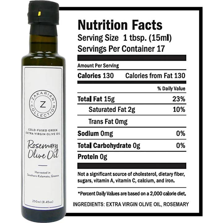 Zakarian Collection - Wholesale Olive Oil - Ultra-Premium Rosemary Extra Virgin Olive Oil - 250ml