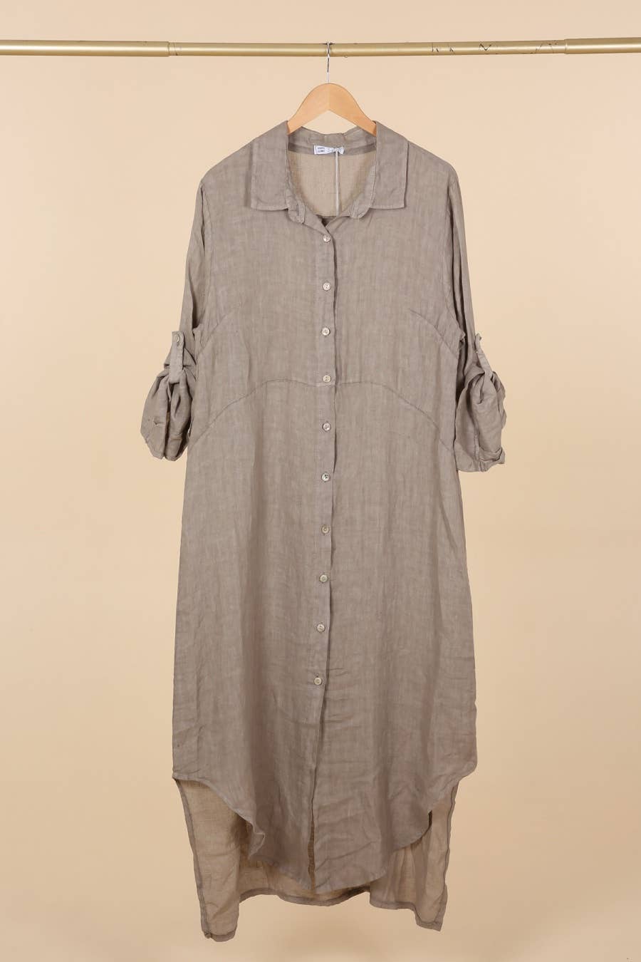 la maison des fibres naturelles - Wholesale Button Down Shirt - Women's - Long shirt dress 68036 100% LINEN44