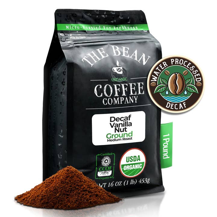 The Bean Coffee Company - Wholesale Ground Coffee - DECAF Organic Vanilla Nut Flavored Coffee