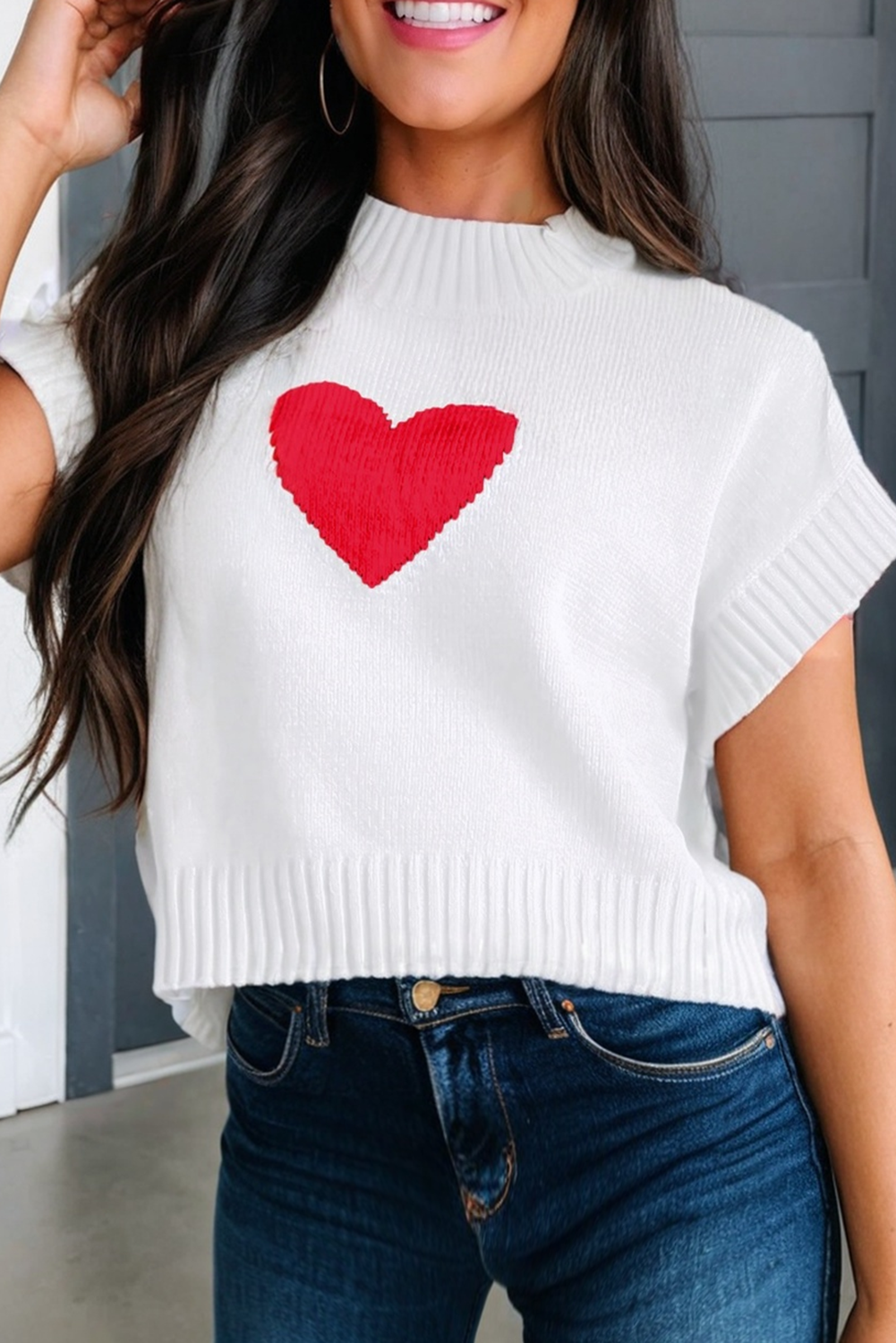 LA Society - Wholesale Knit Sweater - Women's - LAS Valentine Heart Graphic Cropped Sweater (S-XL)6