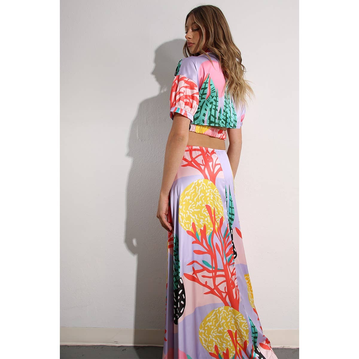 LAVENDEL MULTI TILLBAKA ÖPPEN MIDJA BAND SKJORTOR MAXI KLÄNNING för wholesale på Faire9