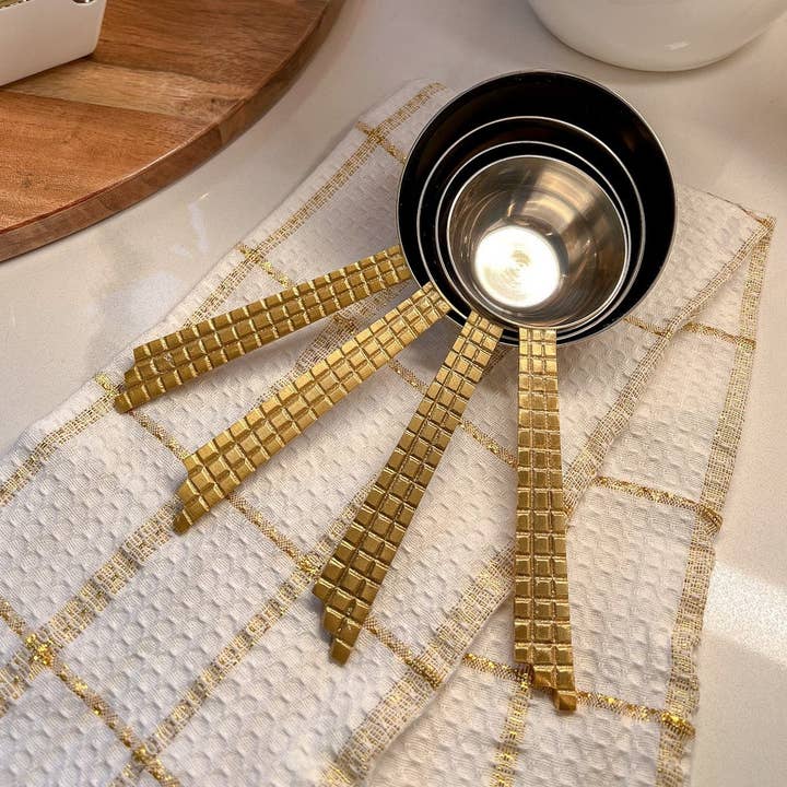 S/4 Measuring Spoons with Mosaic Design Gold Handle for wholesale by CLASSIC TOUCH DECOR INC.