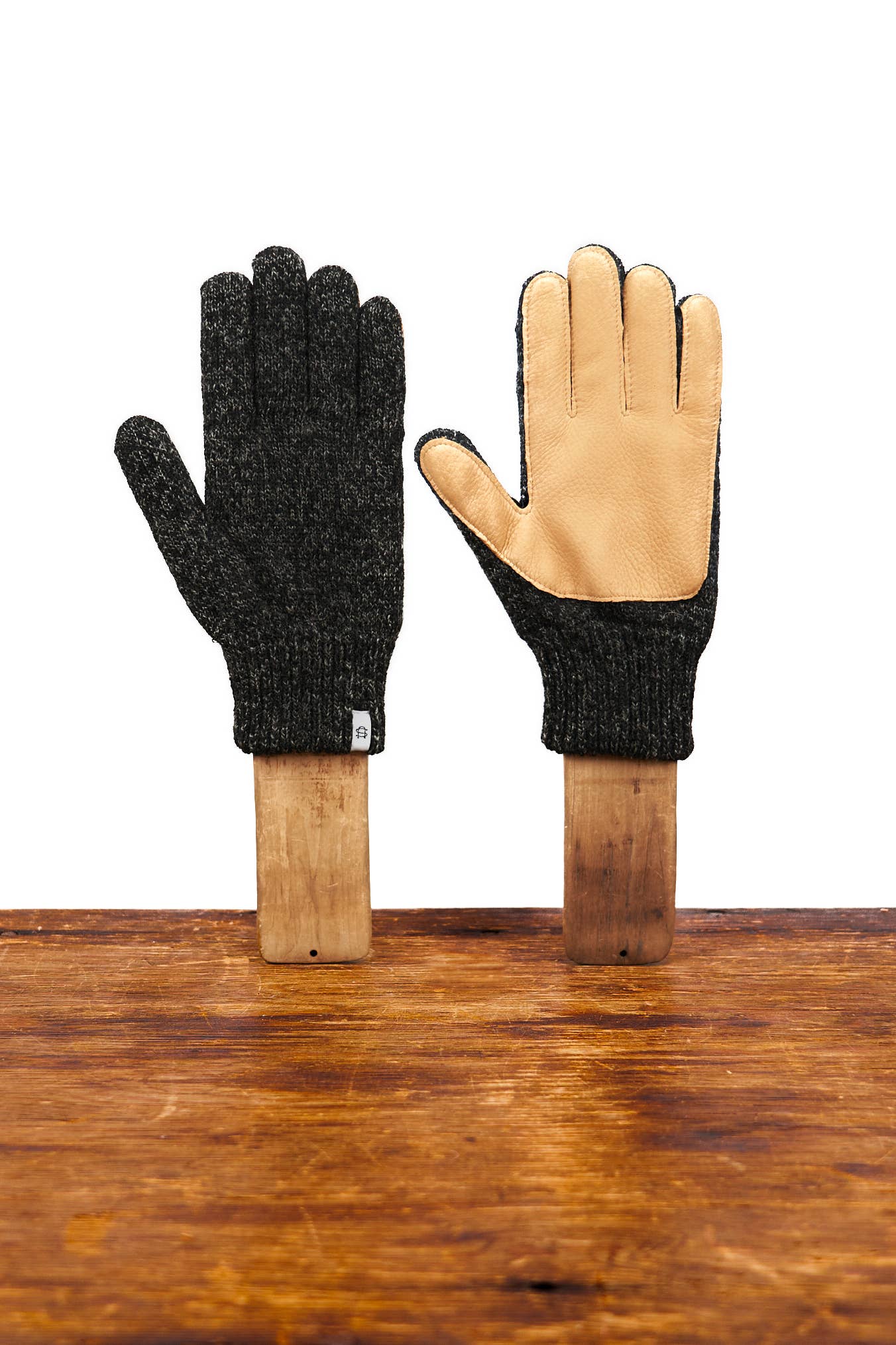 Upstate Stock - Vente Gants – unisexe - Gant complet en laine Black Melange Ragg avec ou sans cerf1