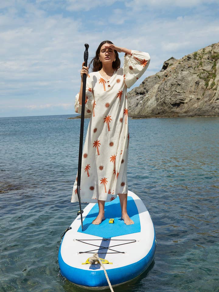 CARMEN SAYS - Wholesale Dress - Women's - Vestido Maxi con Estampado de Palmas Lux1