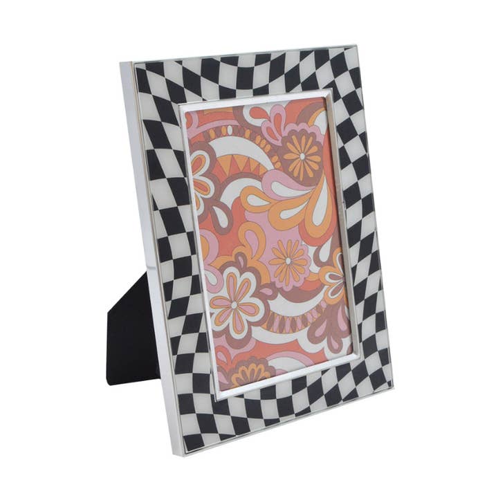 Concepts Black & White Checkered Enamel Frame for wholesale by Concepts In Time