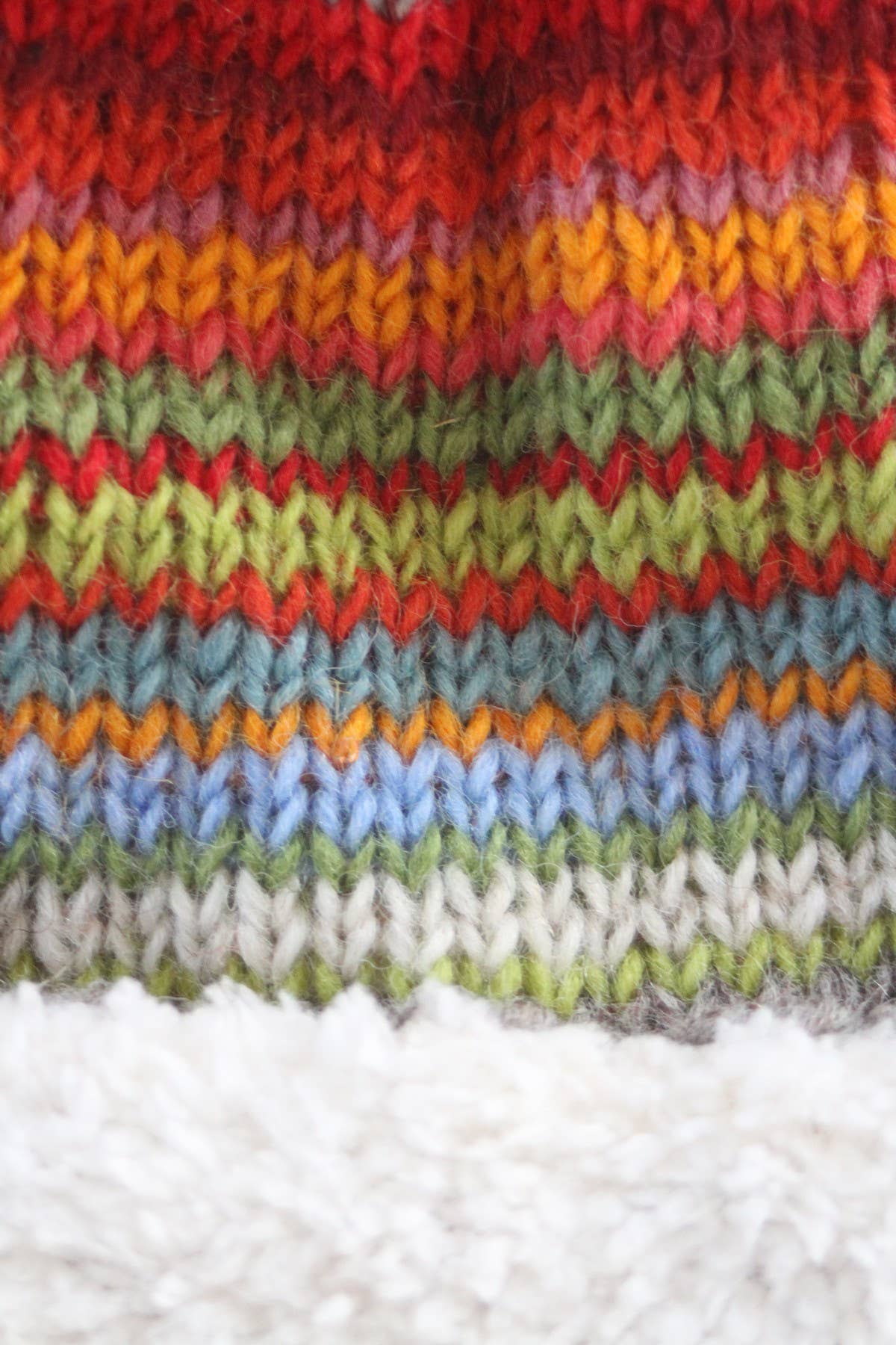 Handwarmer Seville Knit Fingerless Gloves Sunset Striped Sherpa Fleece for wholesale on Faire1