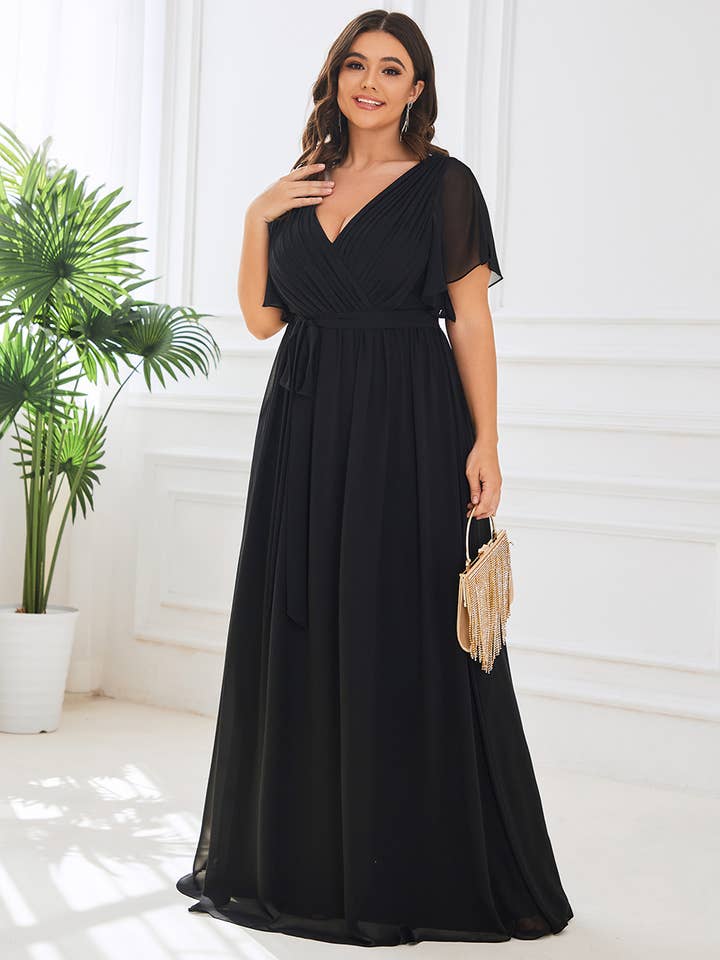 Plus Size Belted Chiffon Bridesmaid Dress for wholesale by Ever-Pretty