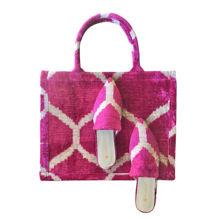 AYCA DESIGN – wholesale Tote bag – Women's – Silk Velvet Ikat Large Tote Bag