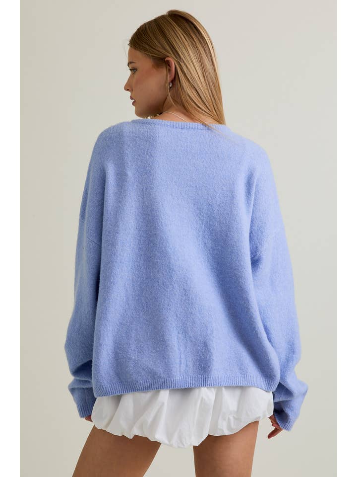 LE LIS - Wholesale Cardigan - Women's - LONG SLEEVE CREW NECK SWEATER CARDIGAN3