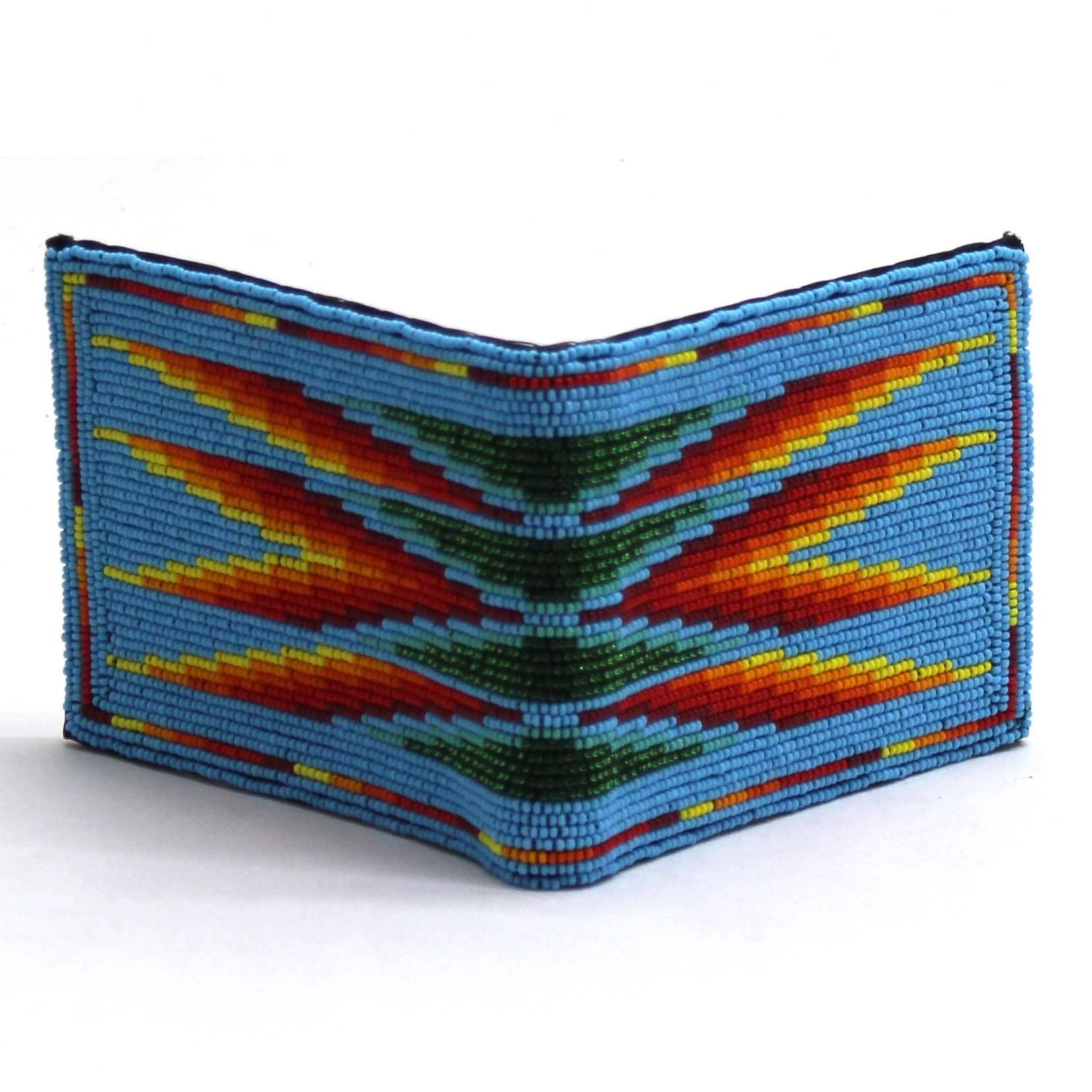 BEADS CORNER - Vente Portefeuille – homme - Portefeuille/bourse pour homme en cuir véritable fait main avec perles, style amérindien - Marron Jaune Feu6