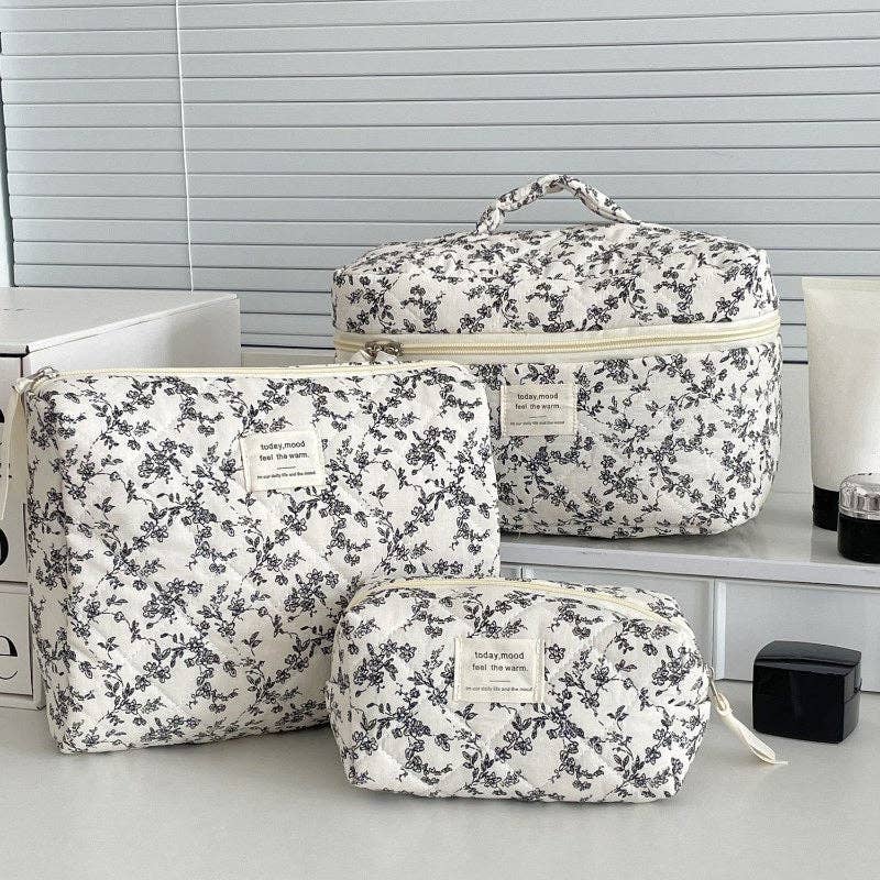 Dipped Shop - Wholesale Makeup/Cosmetic Bag - Flower Print Color Block Portable'Make Up Bag DP25A5375
