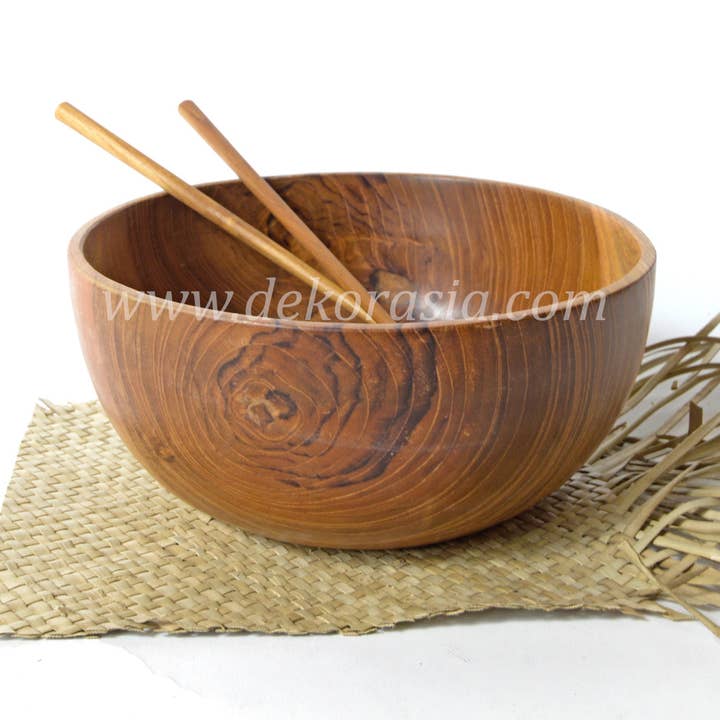 Teak Wood Round Bowl Dish Serving Salad Diameter 7.8 inches x 3.5 height | Free Shipping for wholesale by Dekor Asia Indonesia