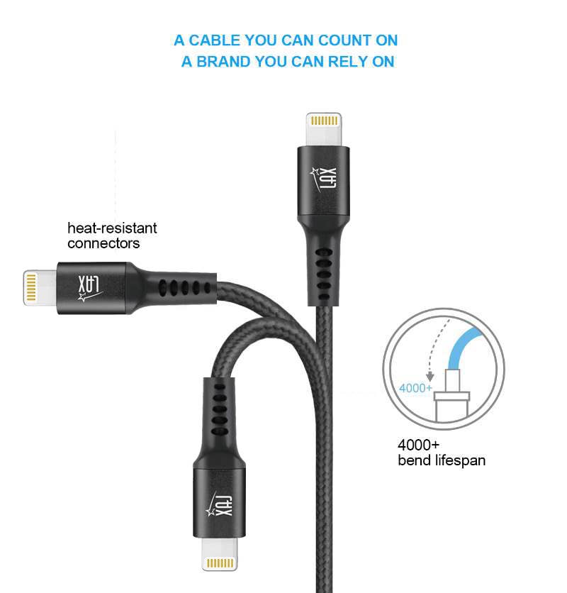 LAX Gadgets - Wholesale Charging Cable - High Speed Certified iP/ipad charging Cables - Retail Pack4