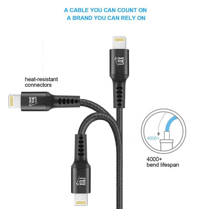 LAX Gadgets - Wholesale Charging Cable - High Speed Certified iP/ipad charging Cables - Retail Pack4