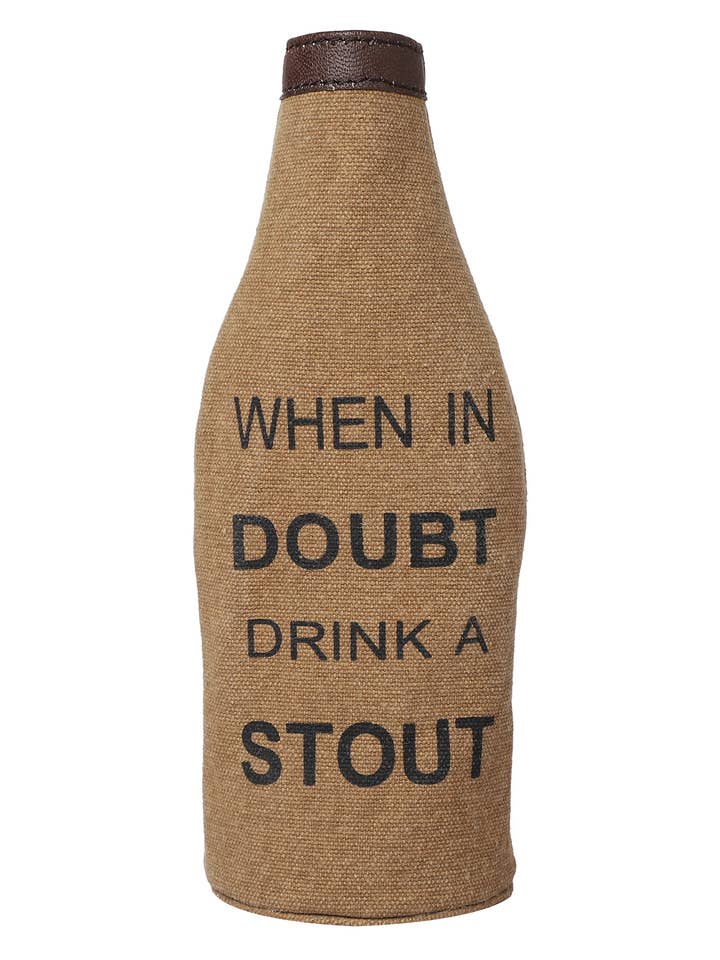 Doubt Stout Up-Cycled Canvas and Leather Drink Hugger for wholesale by Mona B.