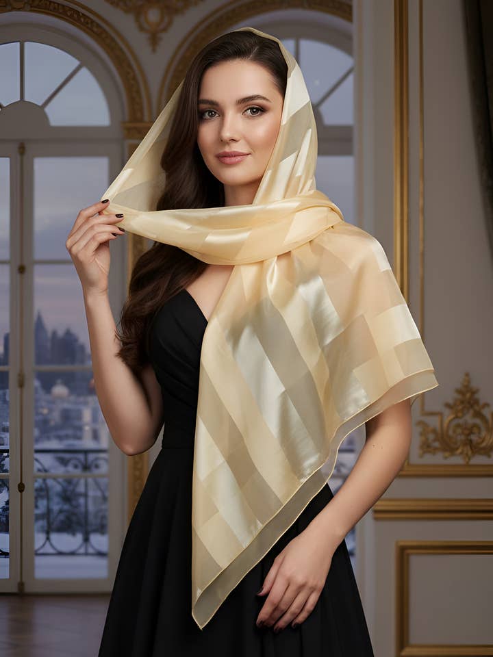 Square Satin Stripe scarf 42 x 42 inch Shawl for wholesale by SERENITA