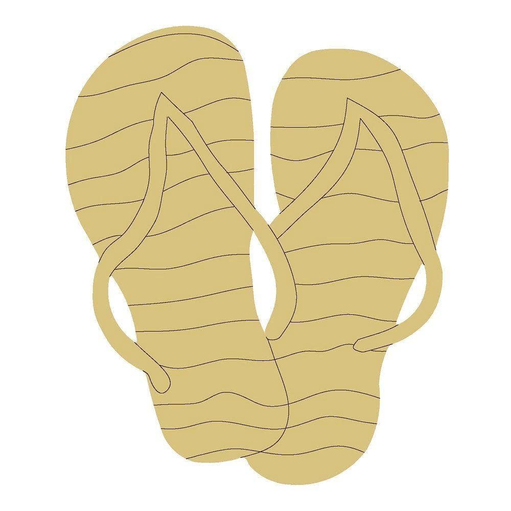 Diverse Woodworking – wholesale Cutouts – Flip Flop Design By Lines Unfinished Wood Cutout Style 20