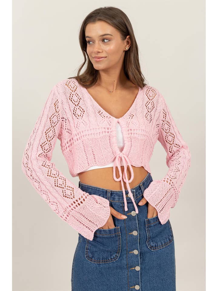 Top Cropped de Croché Pointelle por atacado de HYFVE