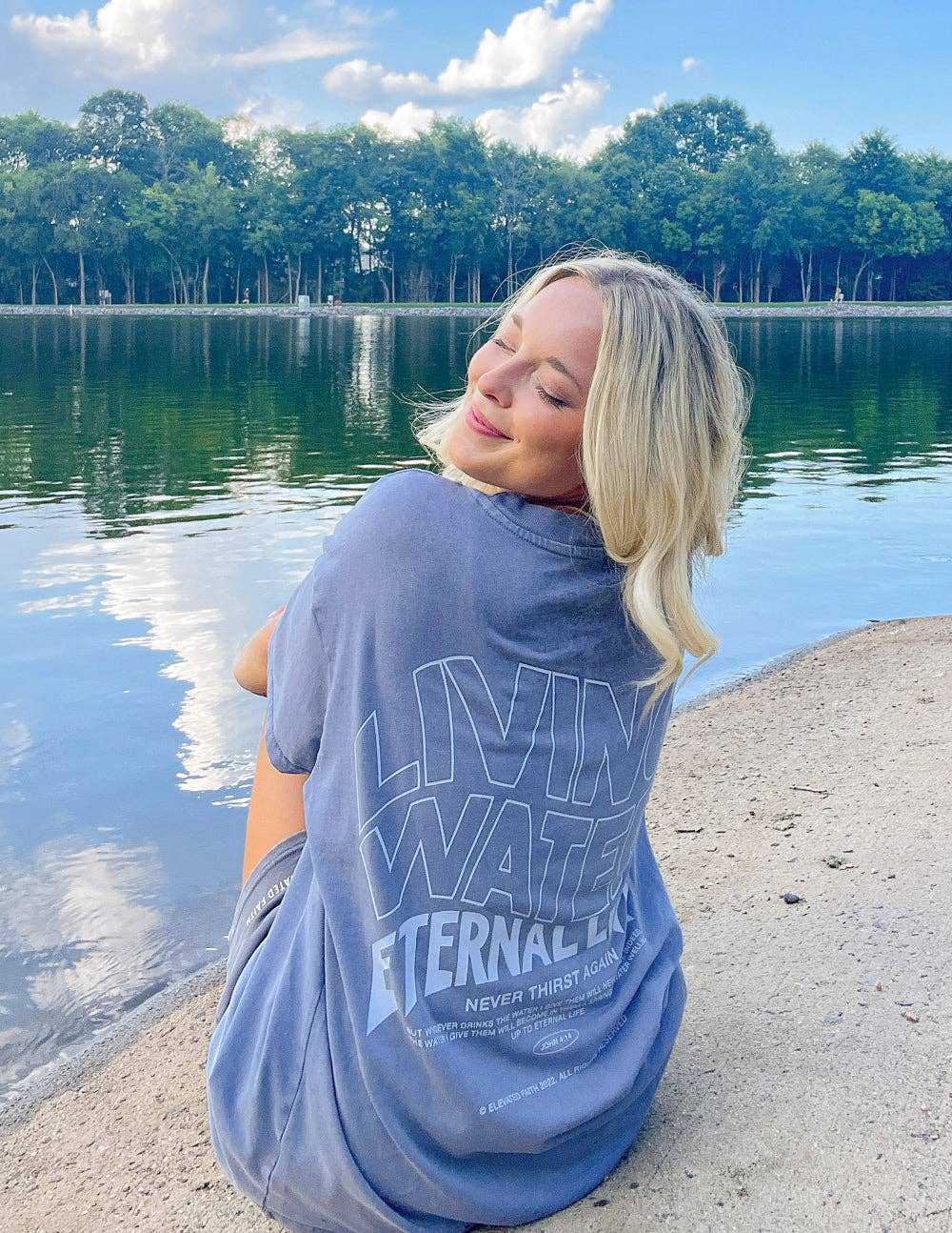 Elevated Faith - Wholesale Screen Printed T-Shirt - Unisex - Living Water Blue Unisex Tee9