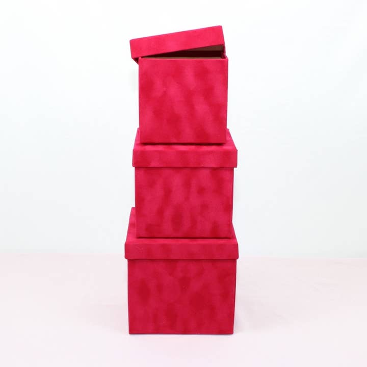 Elegant Design Supply - Wholesale Decorative Box - Velvet Cube Square Flower Hat Box with Lid12