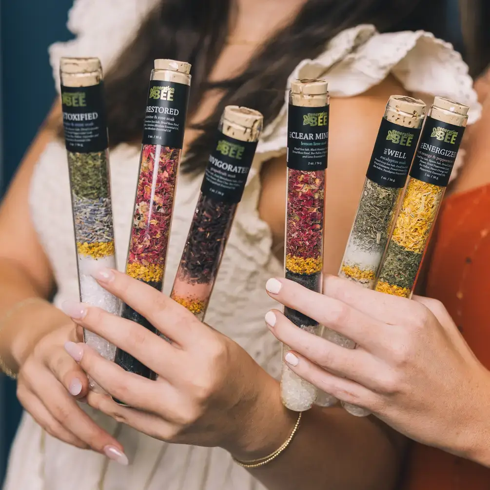 Generation Bee - Wholesale Bath Salts - Layered Soaking Bath Salts - Bee Energized - 2 oz Glass Vial5