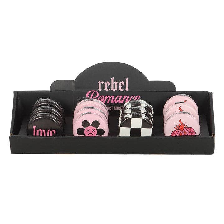 Something Different Wholesale - Wholesale Compact Mirror - Set of 12 Rebel Romance Compact Mirrors in Display1
