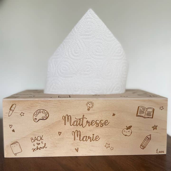 ATELIER MFK - Venta al por mayor Cajas de pañuelos - Regalo personalizado para maestra | Caja de pañuelos | Regla