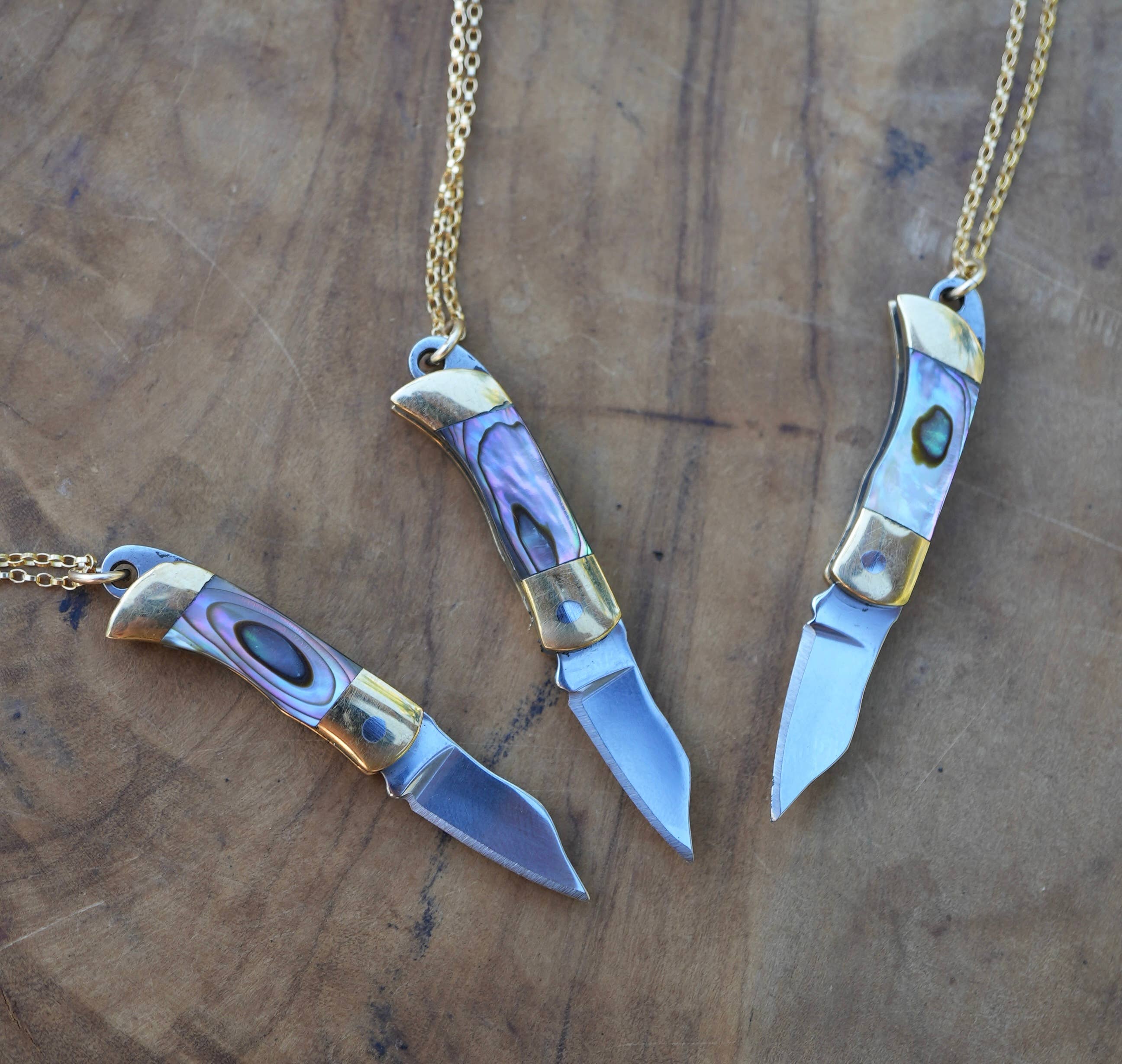 Daddy Daughter Jewelry - Wholesale Pendant/Charm Necklace - Abalone Shell Pocket Knife | Switch Blade Necklace8