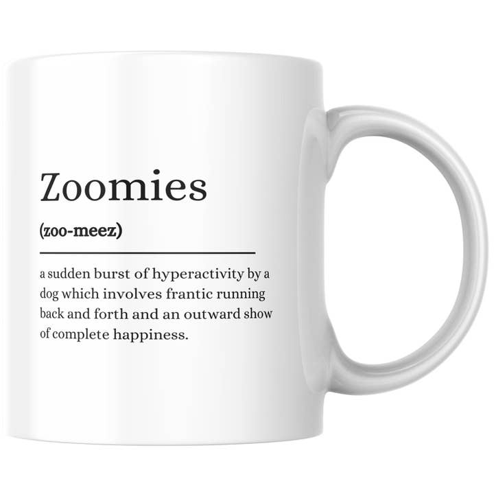 Funny "Zoomies" Dog Lover Ceramic Mug 11oz Large Handle for wholesale by Lunabuloona