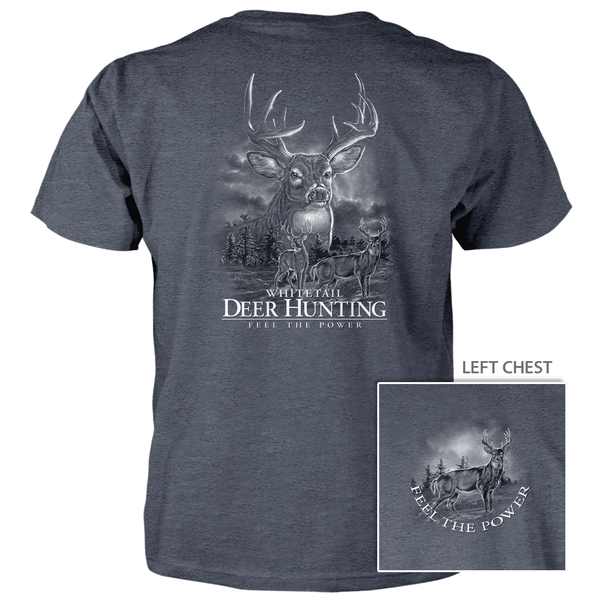 Old Country Outfitters - Vente T-shirt sérigraphié – unisexe - T-shirt en coton peigné « Feel the Power Deer Hunting »6