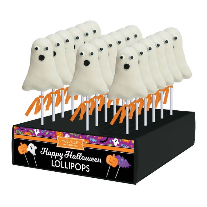 Spooky Ghost Lollipops for wholesale by Melville Candy Company